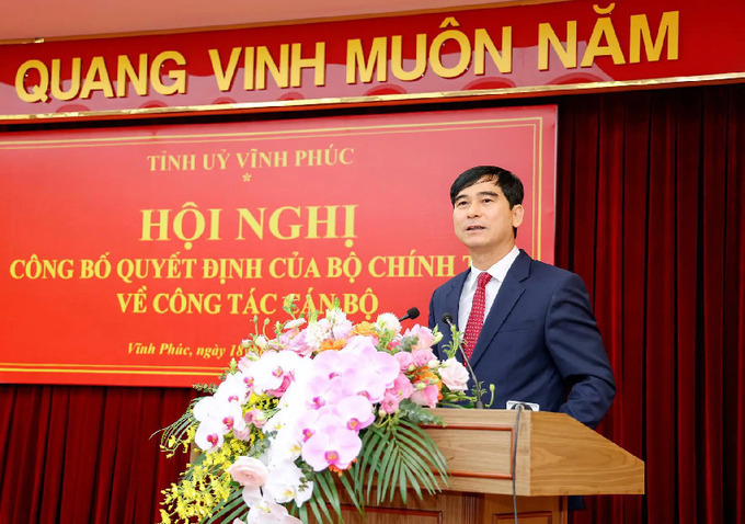 Ông Dương Văn An được điều động giữ chức Bí thư Tỉnh ủy Vĩnh Phúc nhiệm kỳ 2020-2025.