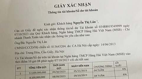 Số dư tài khoản của bà Nguyễn Thị Lân đến ngày 7/10/2023 (ảnh: Tiền Phong).