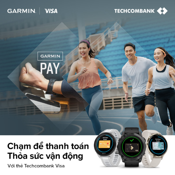 Techcombank mang trải nghiệm thanh toán một chạm Garmin Pay đến với người dùng.
