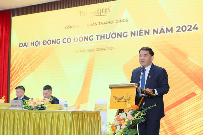 Ông Vũ Ngọc Định - Thành viên HĐQT kiêm TGĐ phát biểu tại đại hội.