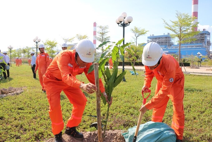 Lễ phát động Tết trồng cây được đông đảo CBCNV Công ty Nhiệt điện Vĩnh Tân hưởng ứng