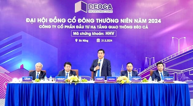 Ông Hồ Minh Hoàng - Chủ tịch Hội đồng quản trị HHV phát biểu tại Đại hội cổ đông thường niên năm 2024. Ảnh: Báo Thanh tra