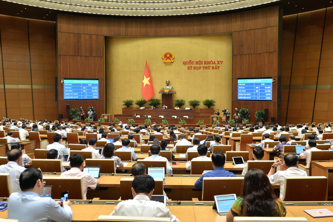 Quốc hội thông qua Nghị quyết về phê chuẩn quyết toán ngân sách nhà nước năm 2022. (Ảnh Báo Đại biểu Nhân dân).
