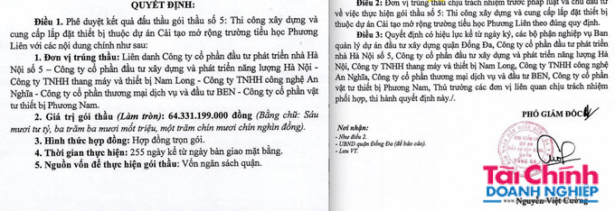 Gói thầu Công ty TNHH Thang máy và Thiết bị Nam Long trúng với vai trò liên danh, giá trúng thầu là 64,3 tỷ đồng (giá dự toán gói thầu là 64,5 tỷ đồng), tiết kiệm 196 triệu đồng (tương đương tiết kiệm khoảng 0,3%) cho ngân sách nhà nước.