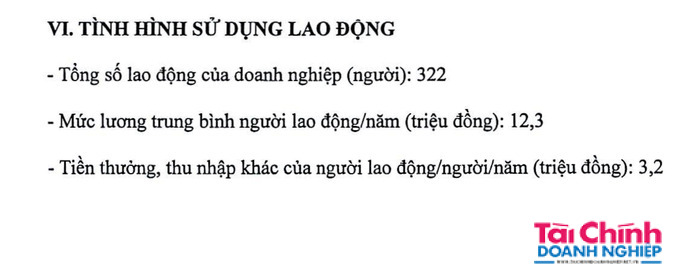 Năm 2023, lương trung bình người lao động Vinafood 1 đạt 12,3 triệu đồng/năm.