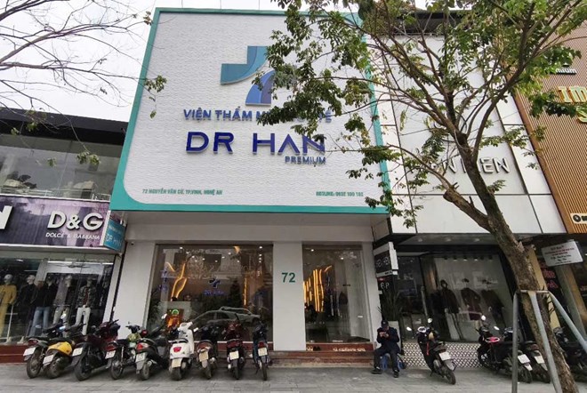 Viện thẩm mỹ quốc tế Dr Han Premium, địa chỉ số 72 đường Nguyễn Văn Cừ, TP Vinh.