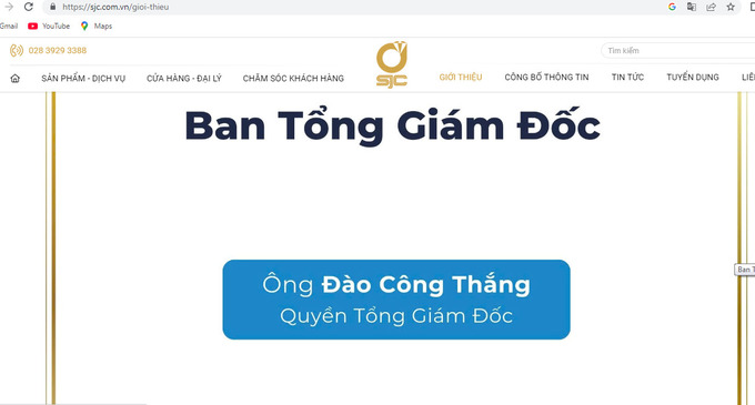 Thông tin trên website của Công ty.