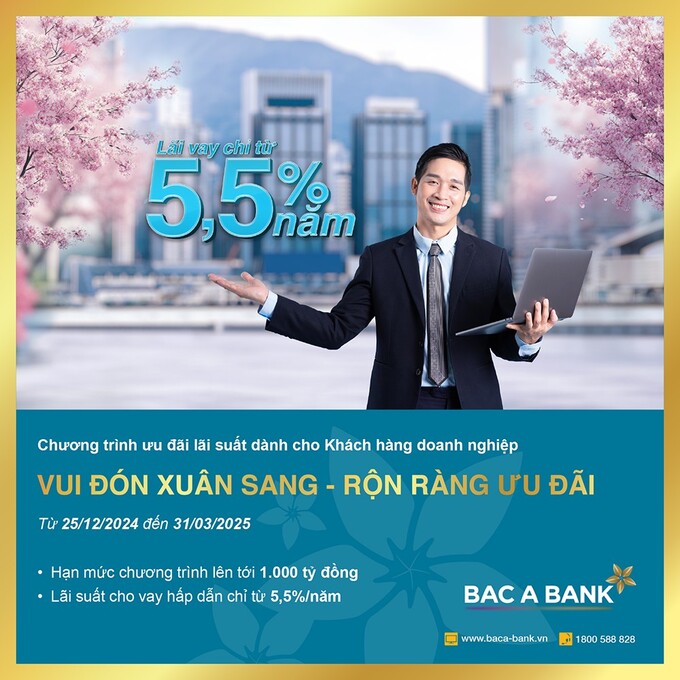 BAC A BANK rộn ràng khai xuân với ưu đãi lãi suất dành cho khách hàng doanh nghiệp.