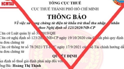 Văn bản giả mạo Cục Thuế Tp.HCM để lừa đảo người nộp thuế.