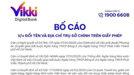 Thông báo của DongA Bank về việc đổi tên và chuyển trụ sở.