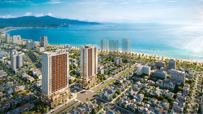 Phối cảnh minh họa tổ hợp Sun Costa Residence cận kề biển Mỹ Khê. Ảnh Sun Property