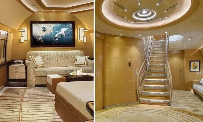 Bên trong cung điện trên không Boeing 747-8. (Ảnh: X)