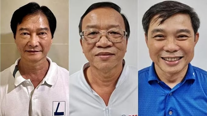 Các bị can Huỳnh Tuấn Ân, Trần Ngọc Linh, Nguyễn Thành Ngôn (từ trái sang). Ảnh: BCA.