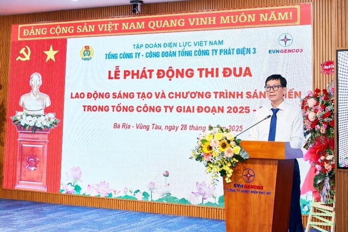 Đồng chí Vũ Quang Sáng - Chủ tịch Công đoàn Tổng Công ty Phát điện 3 phát động phong trào thi đua “Lao động sáng tạo” và chương trình sáng kiến trong Tổng Công ty giai đoạn 2025-2028