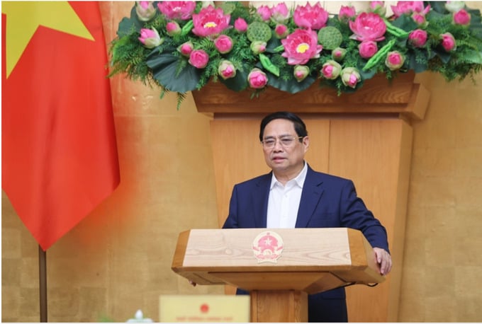 Thủ tướng Phạm Minh Chính chủ trì Phiên họp Chính phủ thường kỳ tháng 5/2025 - Ảnh: Báo Chính phủ.
