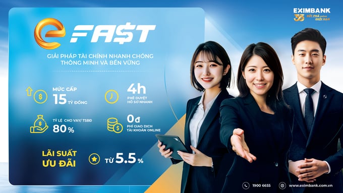 EFast từ Eximbank là giải pháp tài chính toàn diện giúp các doanh nghiệp SME động dòng tiền, linh hoạt trong vận hành.