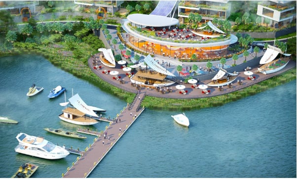 Bến du thuyền The Marina – nơi du khách khởi hành những chuyến du ngoạn giữa thiên nhiên tươi đẹp.