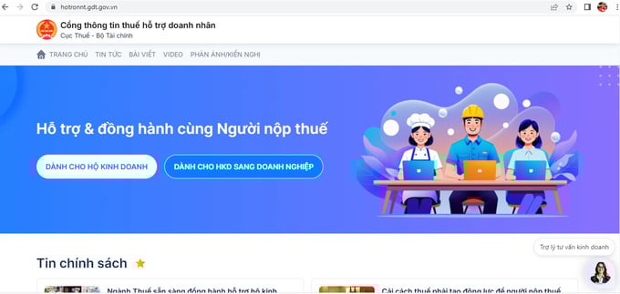 Cổng Thông tin thuế hỗ trợ doanh nhân.
