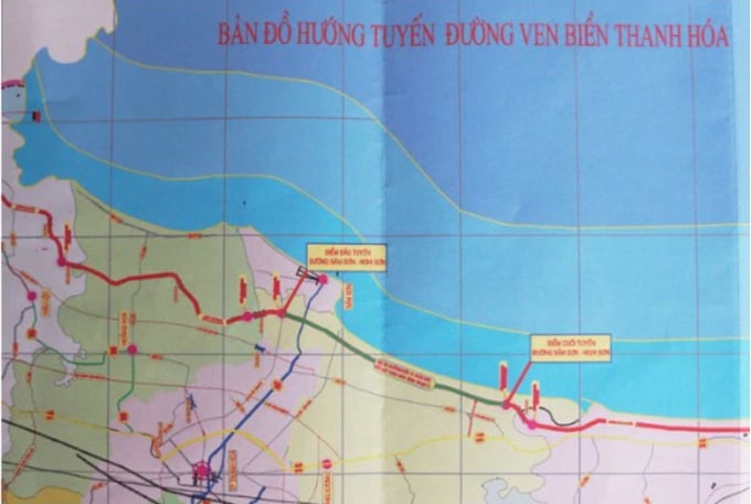 Bản đồ tuyến đường ven biển Thanh Hóa. Ảnh: Báo Thanh Hóa