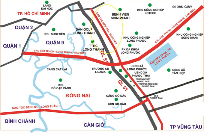 Bản đồ quy hoạch Cao tốc Biên Hòa - Vũng Tàu. Ảnh: Internet