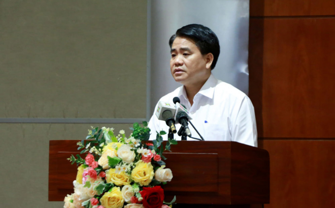 Ông Nguyễn Đức Chung, Chủ tịch UBND TP. Hà Nội phát biểu tại hội nghị.