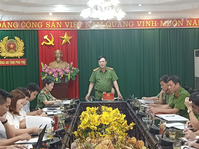 Công an tỉnh Phú Thọ tại buổi tổ chức buổi họp báo cung cấp thông tin vụ án hồi tháng 6/2020. Ảnh: Thanh Hà