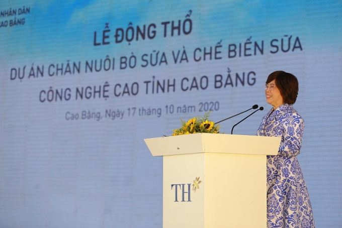 Bà Thái Hương, Nhà sáng lập - Chủ tịch Hội đồng Chiến lược Tập đoàn TH khẳng định: chiếc “chìa khóa vàng” công nghệ cao tiếp tục được tập đoàn TH sử dụng tại dự án sữa Cao Bằng với quy trình chăn nuôi, quản lý đàn bò, chuồng trại sử dụng công nghệ đầu cuối hiện đại