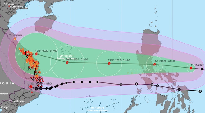 Dự báo hướng di chuyển của bão khi vào biển Đông.