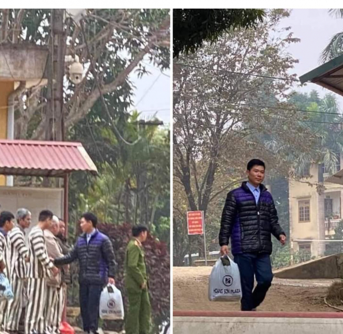 Hình ảnh cựu bác sĩ Hoàng Công Lương chia tay các phạm nhân khác, trở về với gia đình trong ngày mãn hạn tù.