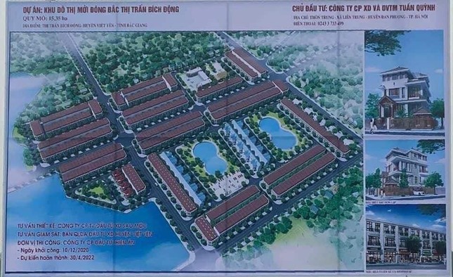 Phối cảnh dự án Khu đô thị mới Đông Bắc, thị trấn Bích Động (huyện Việt Yên) do Công ty CP Xây dựng và dịch vụ TM Tuấn Quỳnh làm chủ đầu tư.