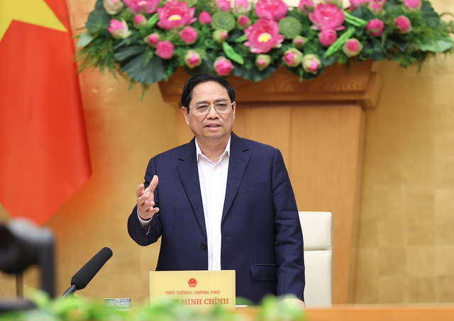 Thủ tướng Phạm Minh Chính tại phiên họp thường kỳ tháng 1/2022.