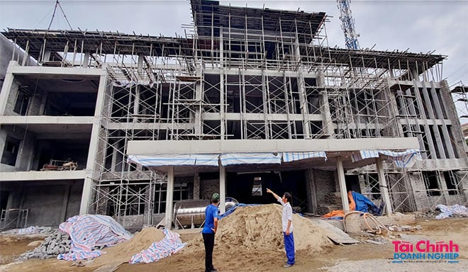 Dự án xây dựng trụ sở UBND phường Đồng Tâm do Công ty Cổ phần Xây dựng Hoàng Trung trúng thầu thi công đang gần hoàn thiện