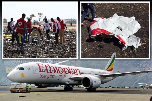Máy bay Boeing 737 MAX của hãng hàng không Ethiopia chở 157 người gặp nạn, không ai sống sót. (Ảnh: Daily Star)