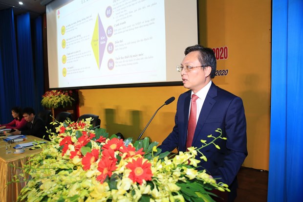 Tổng giám đốc BSR Bùi Minh Tiến báo cáo tổng kết 2019, triển khai nhiệm vụ kế hoạch 2020. (Ảnh: BSR)