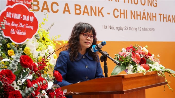 Bà Bùi Dương Quỳnh Mai phát biểu khai mạc chi nhánh. Ảnh: