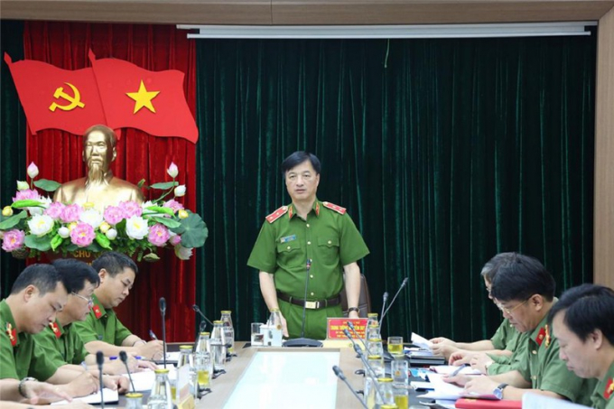 Thứ trưởng Nguyễn Duy Ngọc phát biểu chỉ đạo tại hội nghị. Ảnh: Bộ Công an