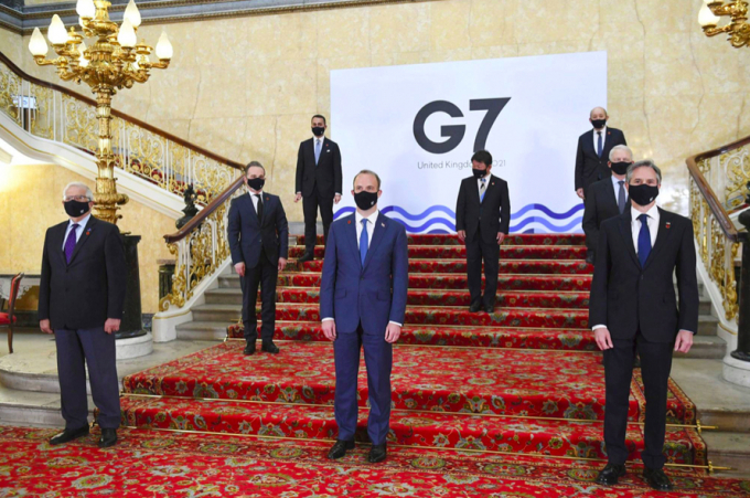 Các ngoại trưởng G7 tham gia cuộc họp ở London ngày 4/5. Nguồn: AP