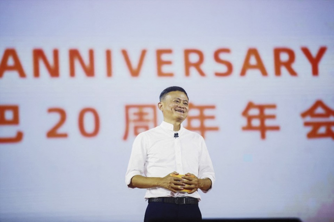 Tỉ phú Jack Ma trong sự kiện kỷ niệm của Alibaba năm 2019. Ảnh: AFP