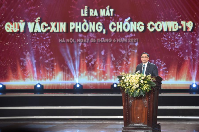 Thủ tướng Chính phủ Phạm Minh Chính phát biểu tại Lễ ra mắt Quỹ vaccine phòng , chống Covidd-19.
