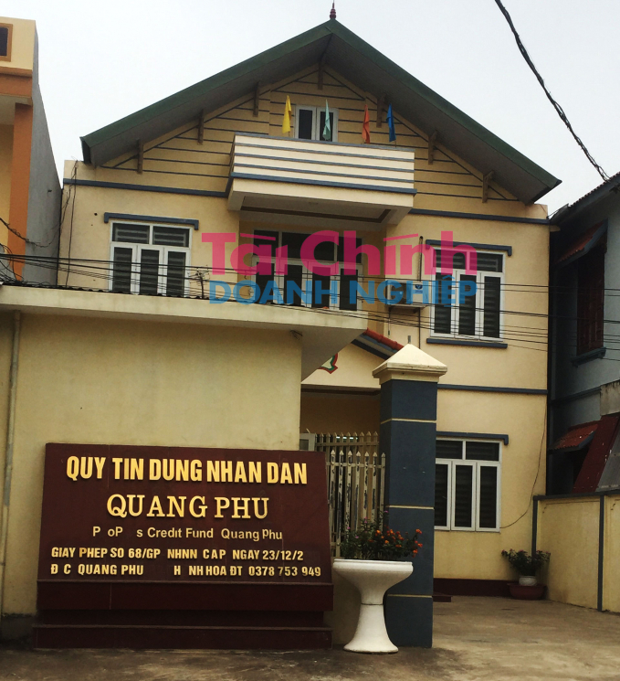 Trụ sở Qũy tín dụng nhân dân Quảng Phú (TP Thanh Hóa, tỉnh Thanh Hóa) nơi bị tố cáo lập hồ sơ giả, mang sổ tiết kiệm của người dân cầm cố.