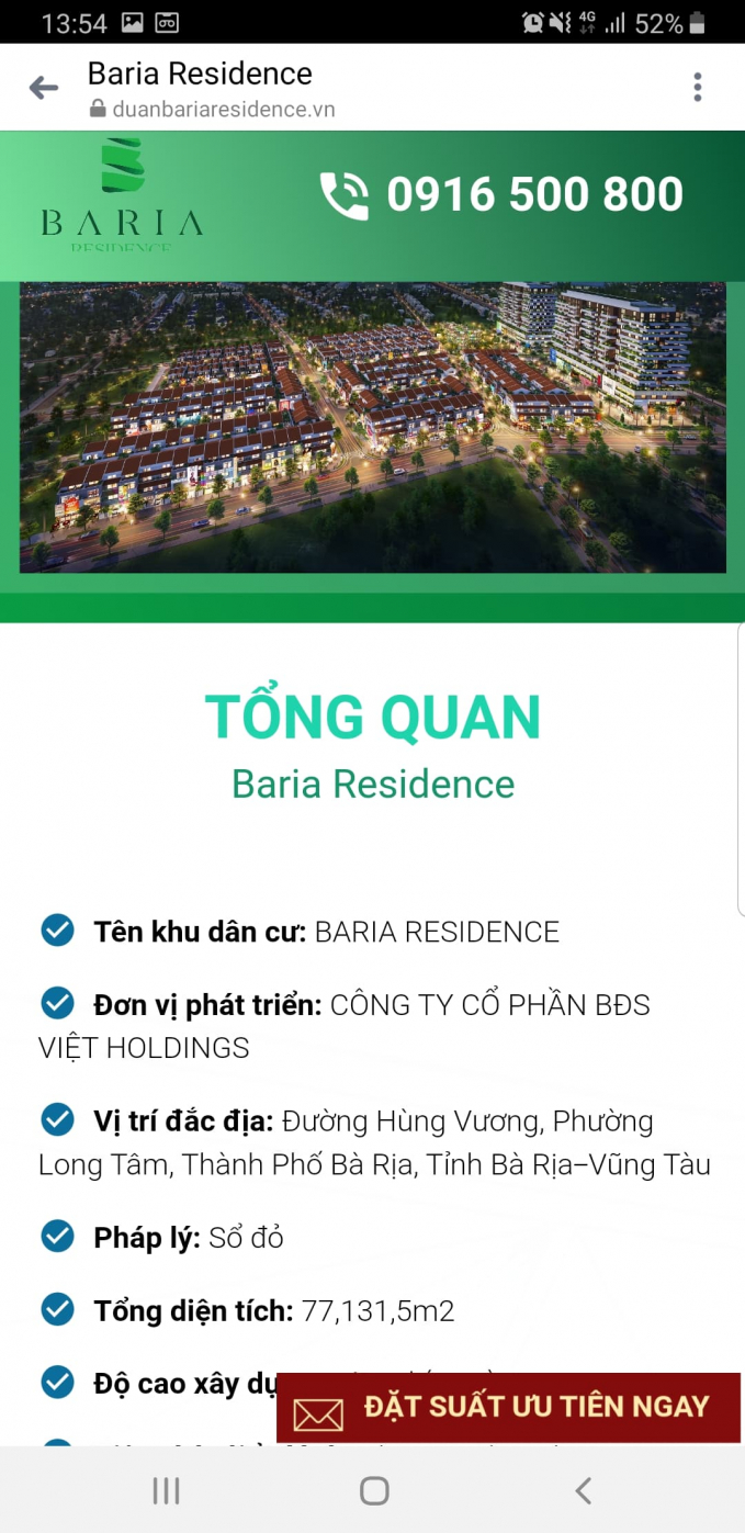 Sở Xây dựng tỉnh Bà Rịa - Vũng Tàu khẳng định, dự án Khu dân cư Baria Residence không có trong hồ sơ lưu trữ của tỉnh.