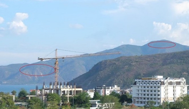 Dự án làng Hoà Bình và sáng tạo Nha Trang (vòng khoanh đỏ) ôm trọn dãy núi Cù Hin 