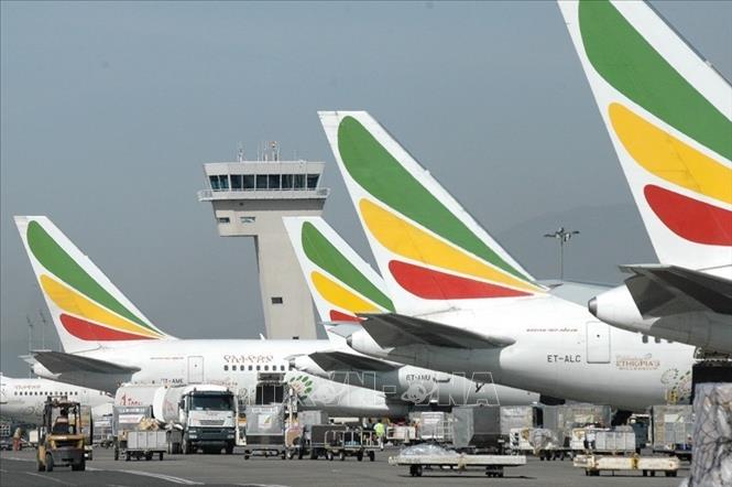 Các máy bay của Ethiopian Airlines tại sân bay quốc tế Addis Ababa Bole của Ethiopia.
