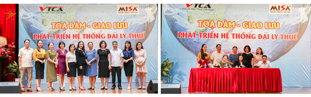 Bà Đinh Thị Thúy TGĐ Công ty Cổ phần MISA ký kết cùng các đại lý thuế phía Bắc về việc triển khai phần mềm hóa đơn điện tử meInvoice.vn và phần mềm kế toán cho doanh nghiệp vừa và nhỏ MISA StartBooks.vn