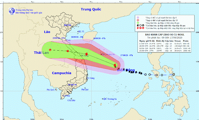 Ngày mai, bão số 5 giật cấp 13 có thể đổ bộ vào đất liền