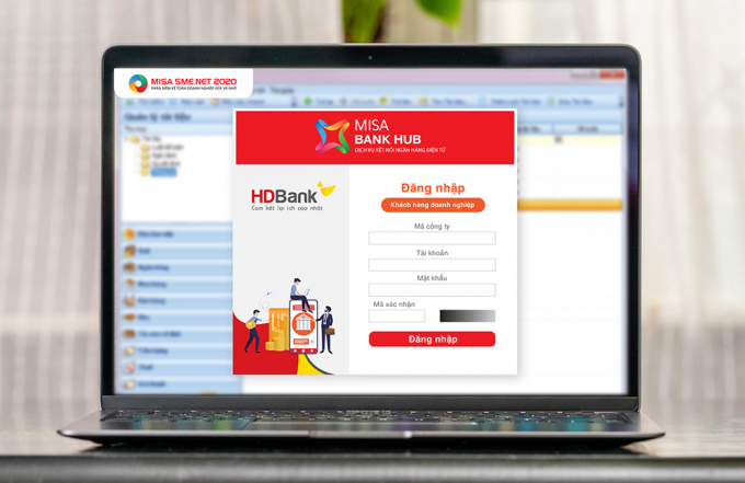 Giao diện sử dụng ngân hàng điện tử HDBank trực tiếp trên phần mềm kế toán MISA SME.NET 2020