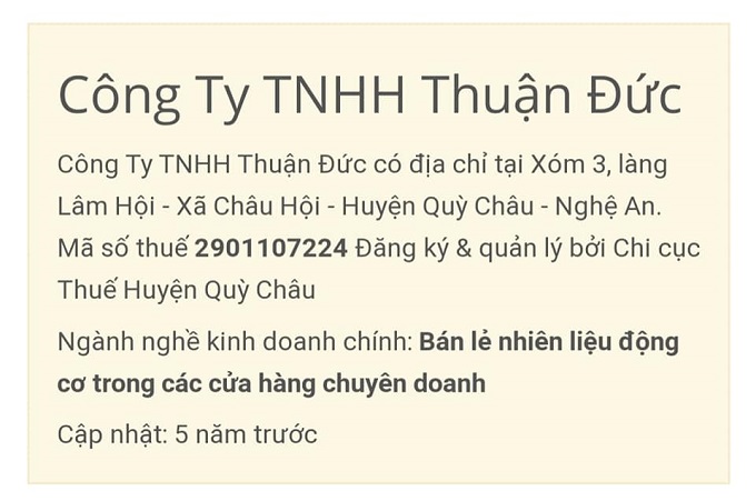 Thông tin về Công ty TNHH Thuận Đức.
