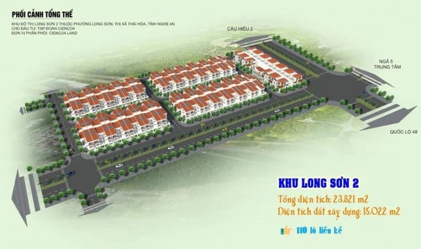Phối cảnh tổng thể Khu dự án Long Sơn 2, thị xã Thái Hòa.