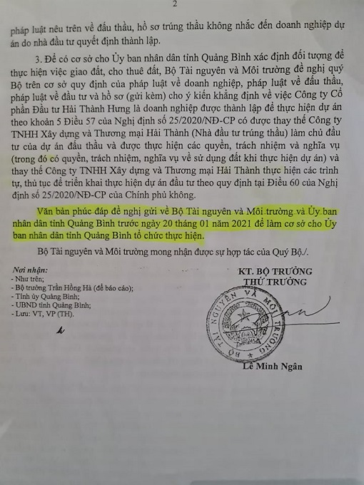 Bộ Tài nguyên Môi trường có văn bản gửi Bộ Kế hoạch Đầu tư để xin ý kiến về việc xác định đối tượng giao đất, cho thuê đất.