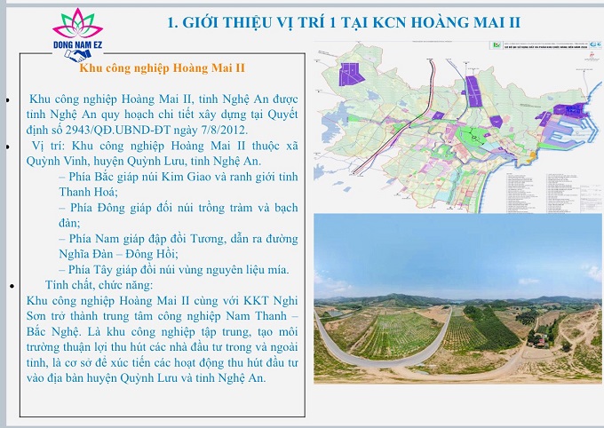 Khu đất 100 ha tại KCN Hoàng Mai II thuộc địa bàn xã Quỳnh Thắng, huyện Quỳnh Lưu.